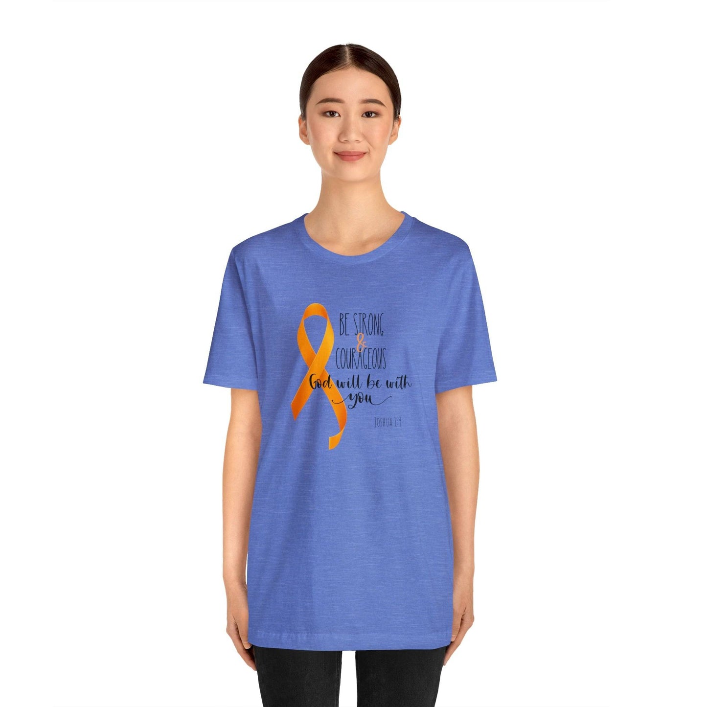 Joshua 1:9 Leukemia Support - unisex jersey short sleeve tee- T-Shirt Daffodil & Alder