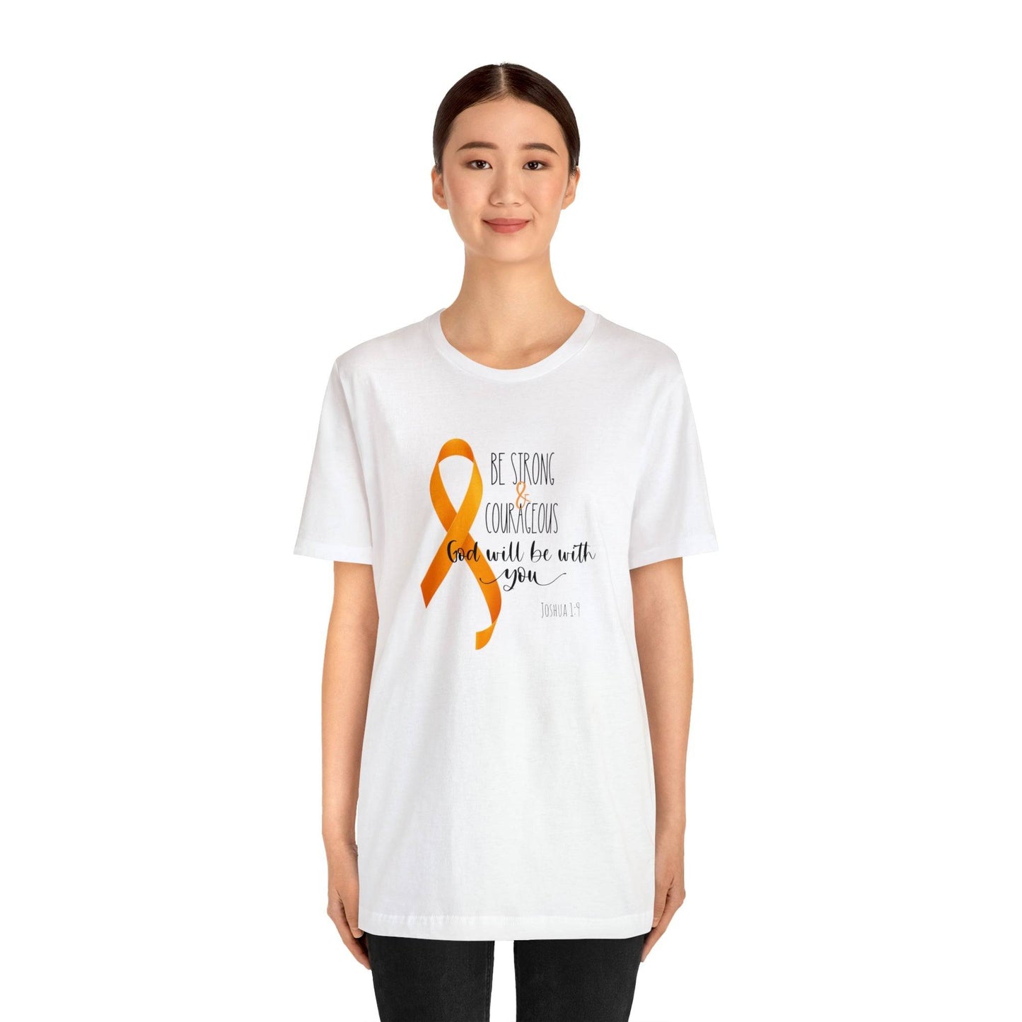 Joshua 1:9 Leukemia Support - unisex jersey short sleeve tee- T-Shirt Daffodil & Alder