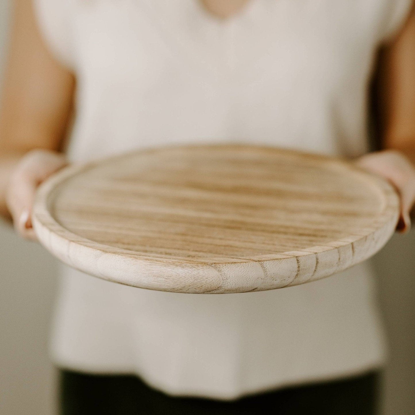 Large Rustic Round Wood Tray - Home Decor & Gifts- Daffodil & Alder