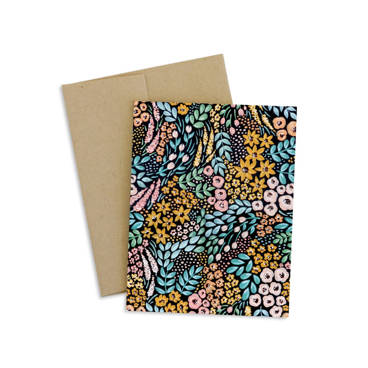 Black Floral Greeting Card - Daffodil & Alder