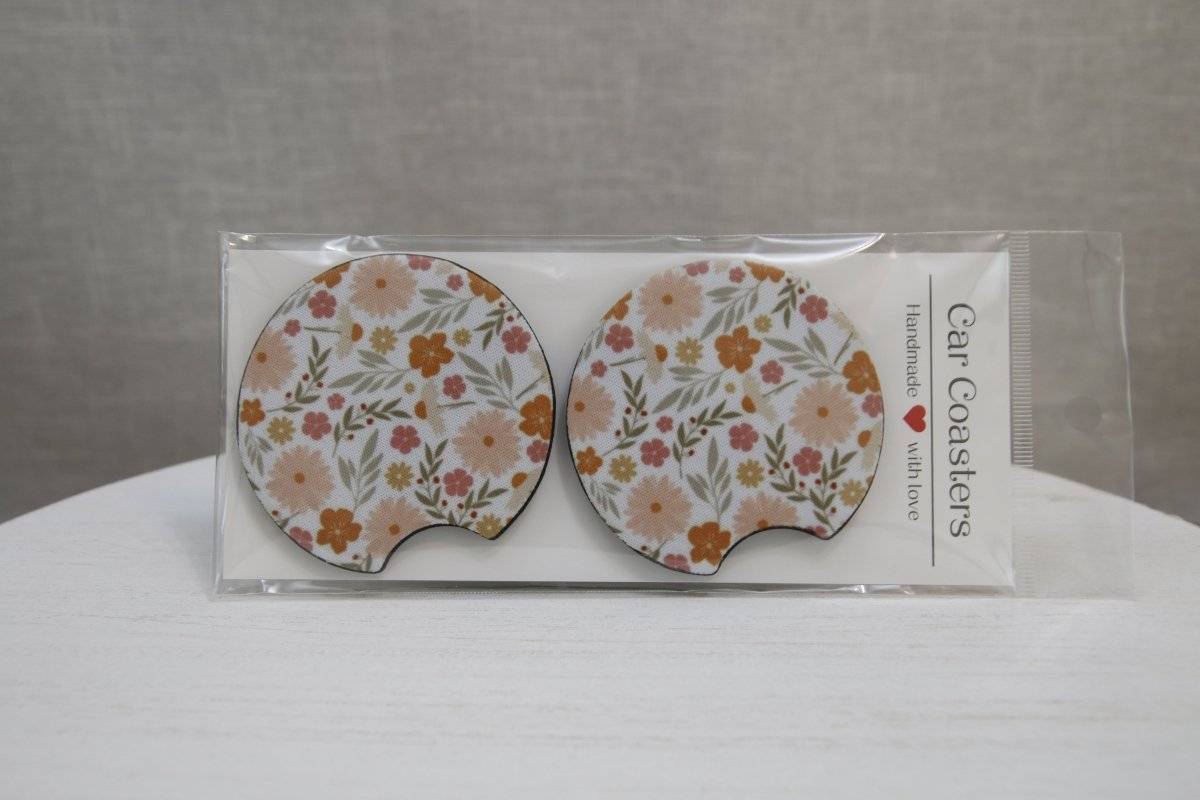 Car Coasters, Set of 2 Car Coasters - Gift Accessory Daffodil & Alder