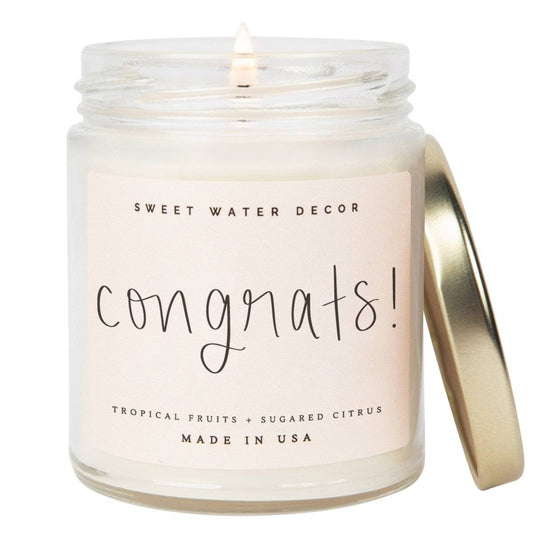 Congrats! 9 oz Soy Candle - Home Decor & Gifts- Daffodil & Alder