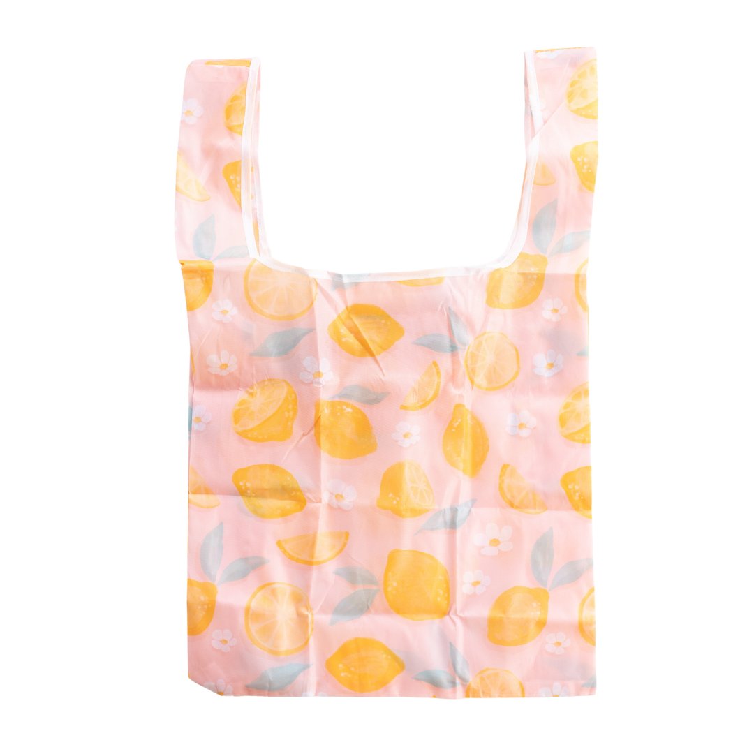 Eco - Friendly Foldable Tote Bag - Painted Lemons Reusable Bag - Gift Daffodil & Alder