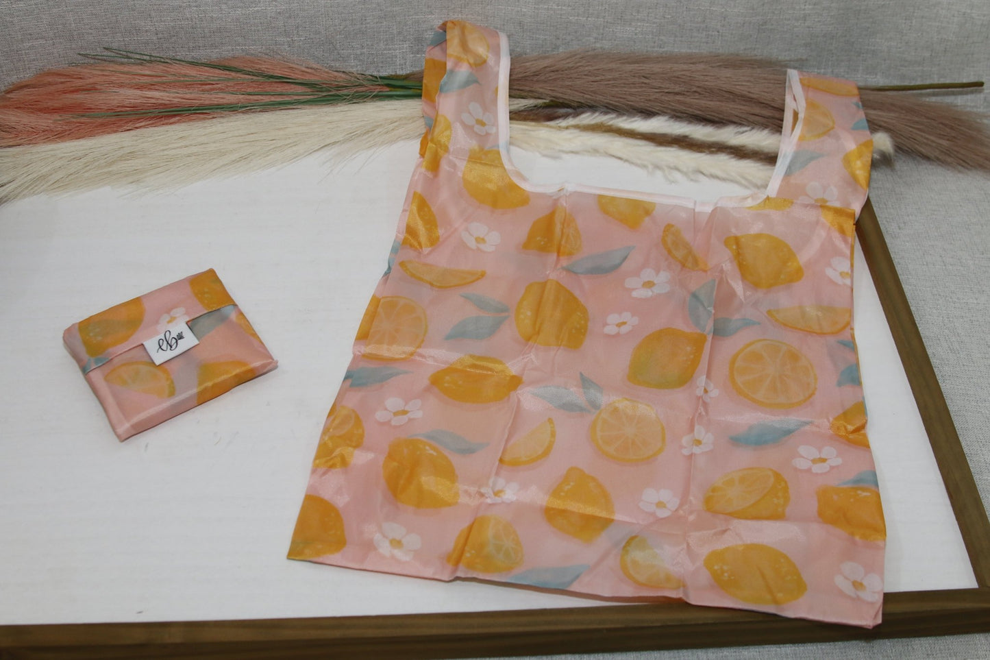 Eco - Friendly Foldable Tote Bag - Painted Lemons Reusable Bag - Gift Daffodil & Alder