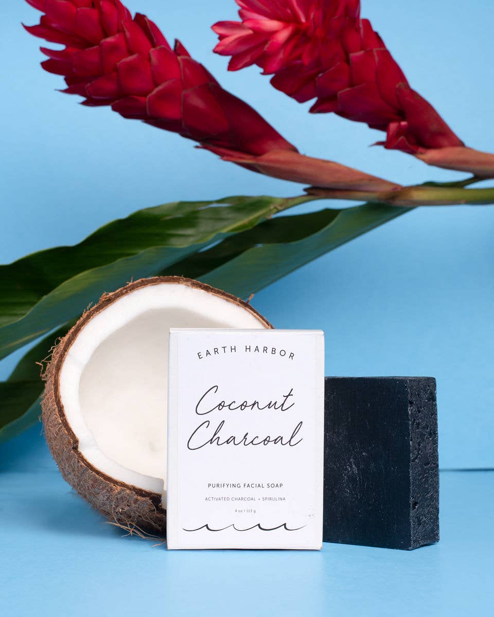 Facial Soap: Coconut Charcoal + Spirulina - Gift Daffodil & Alder