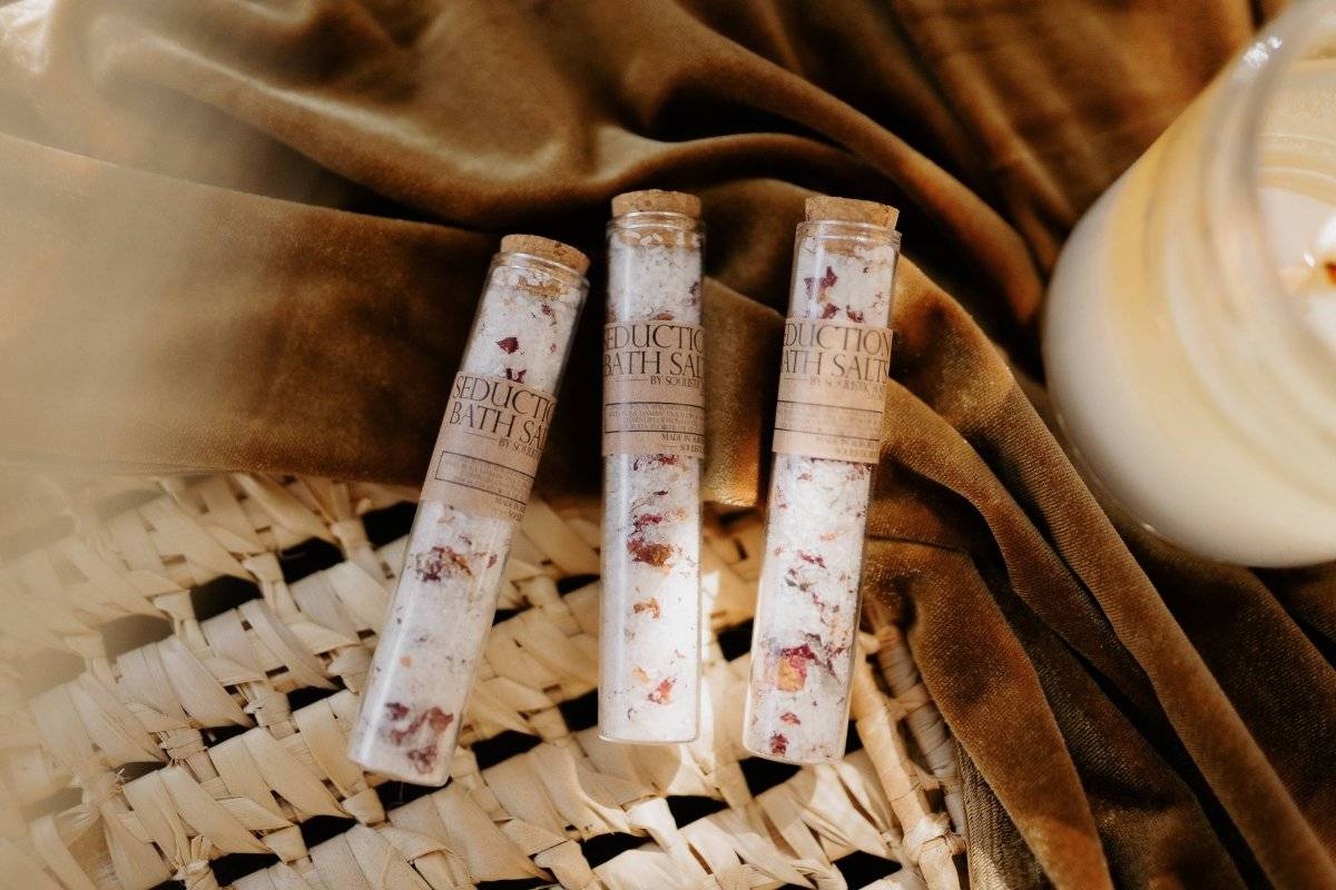 Herbal Bath Salts Test Tubes | Made With Dried Flowers- Gift Daffodil & Alder