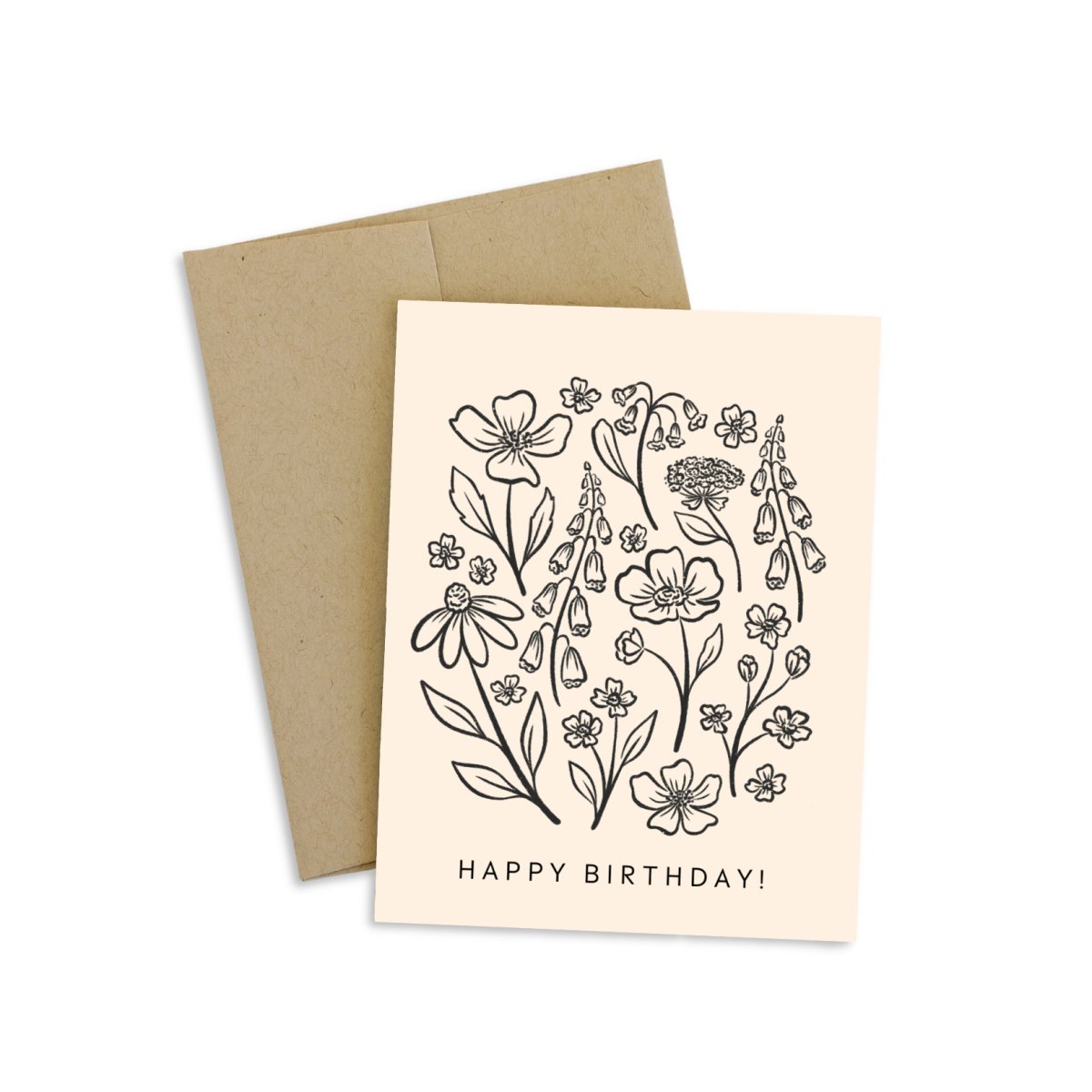 Ivory Pressed Florals Birthday Greeting Card - Stationery Gift Daffodil & Alder