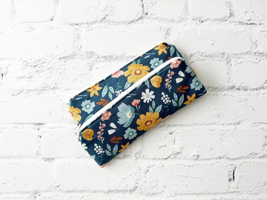 Navy Boho Bloom Pencil Bag - Accessories Daffodil & Alder