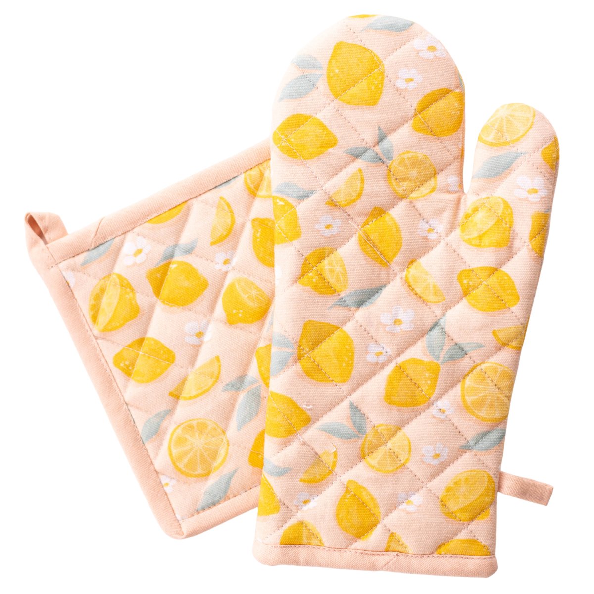 Painted Lemons Oven Mitt + Pot Holder Set - Gift Daffodil & Alder