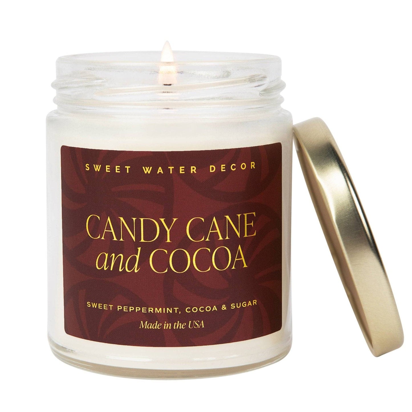 Candy Cane and Cocoa 9 oz Soy Candle - Decor, Gifts- Daffodil & Alder