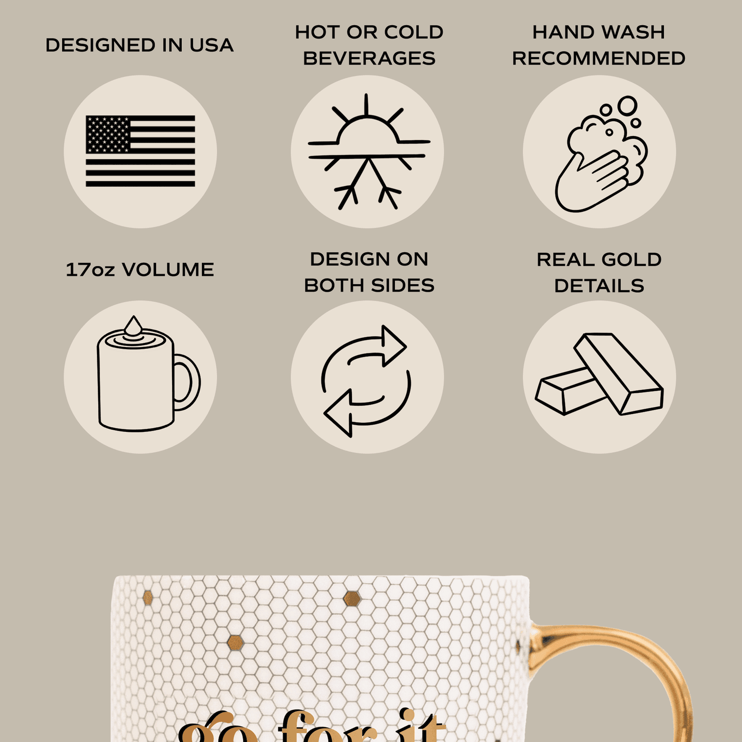 Fa La La Gold Tile Coffee Mug - Home Decor & Gifts- Daffodil & Alder