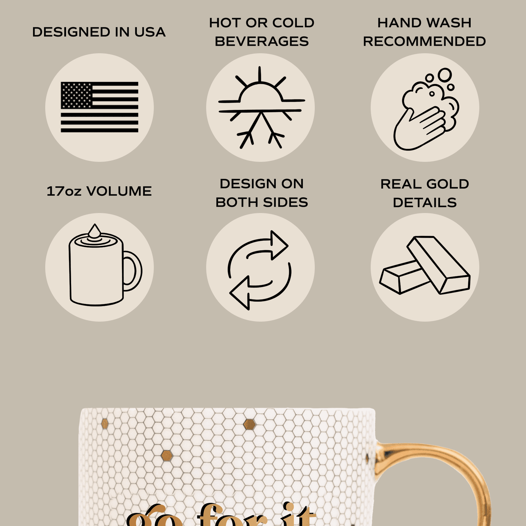 Fa La La Gold Tile Coffee Mug - Home Decor & Gifts- Daffodil & Alder