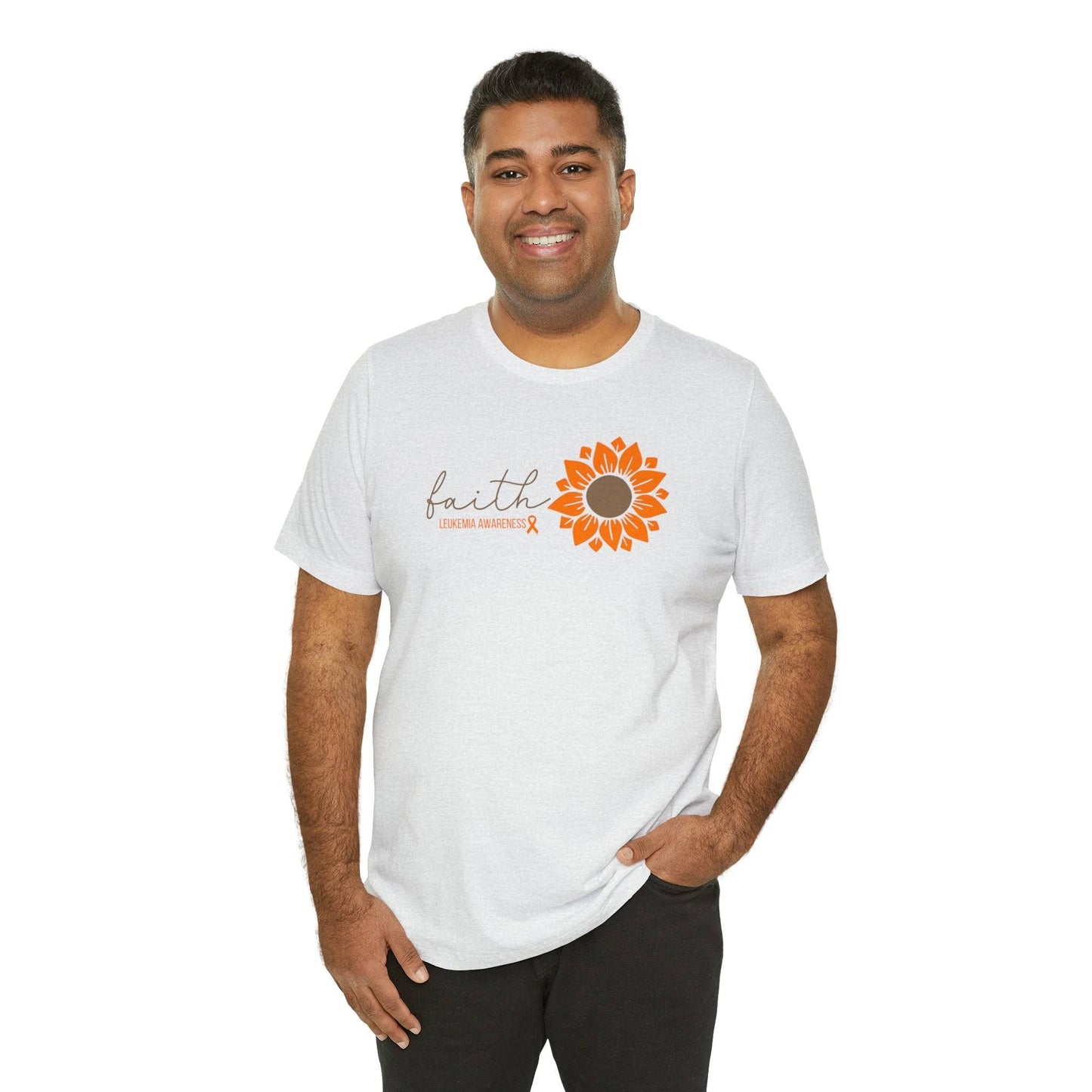 Faith Leukemia Awareness Comfy Tee - Unisex Jersey Short Sleeve Tee- T-Shirt Daffodil & Alder