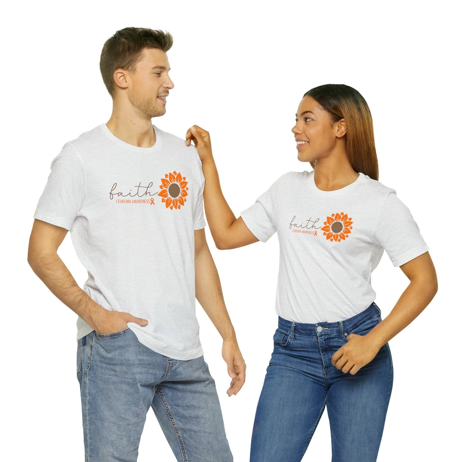 Faith Leukemia Awareness Comfy Tee - Unisex Jersey Short Sleeve Tee- T-Shirt Daffodil & Alder