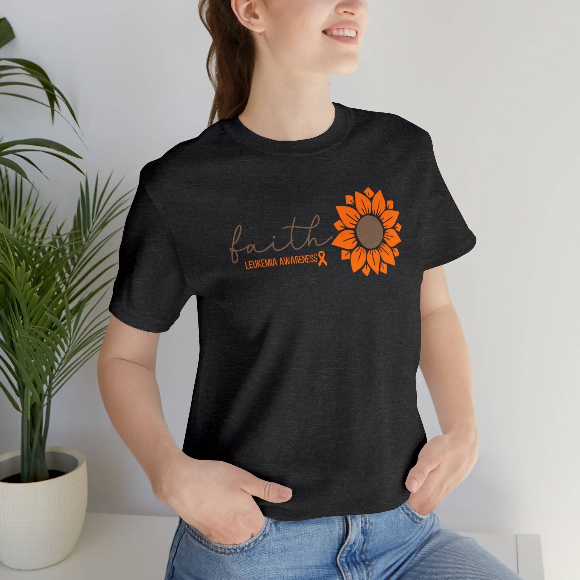 Faith Leukemia Awareness Comfy Tee - Unisex Jersey Short Sleeve Tee- T-Shirt Daffodil & Alder