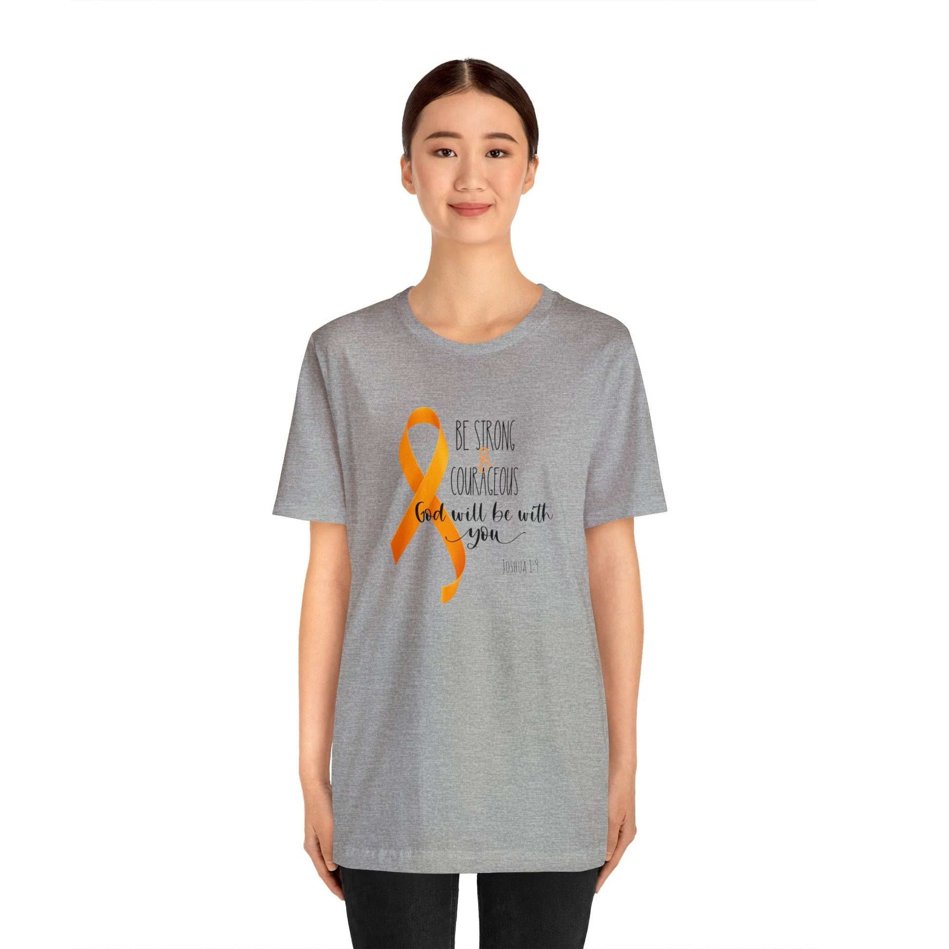 Joshua 1:9 Leukemia Support - unisex jersey short sleeve tee- T-Shirt Daffodil & Alder