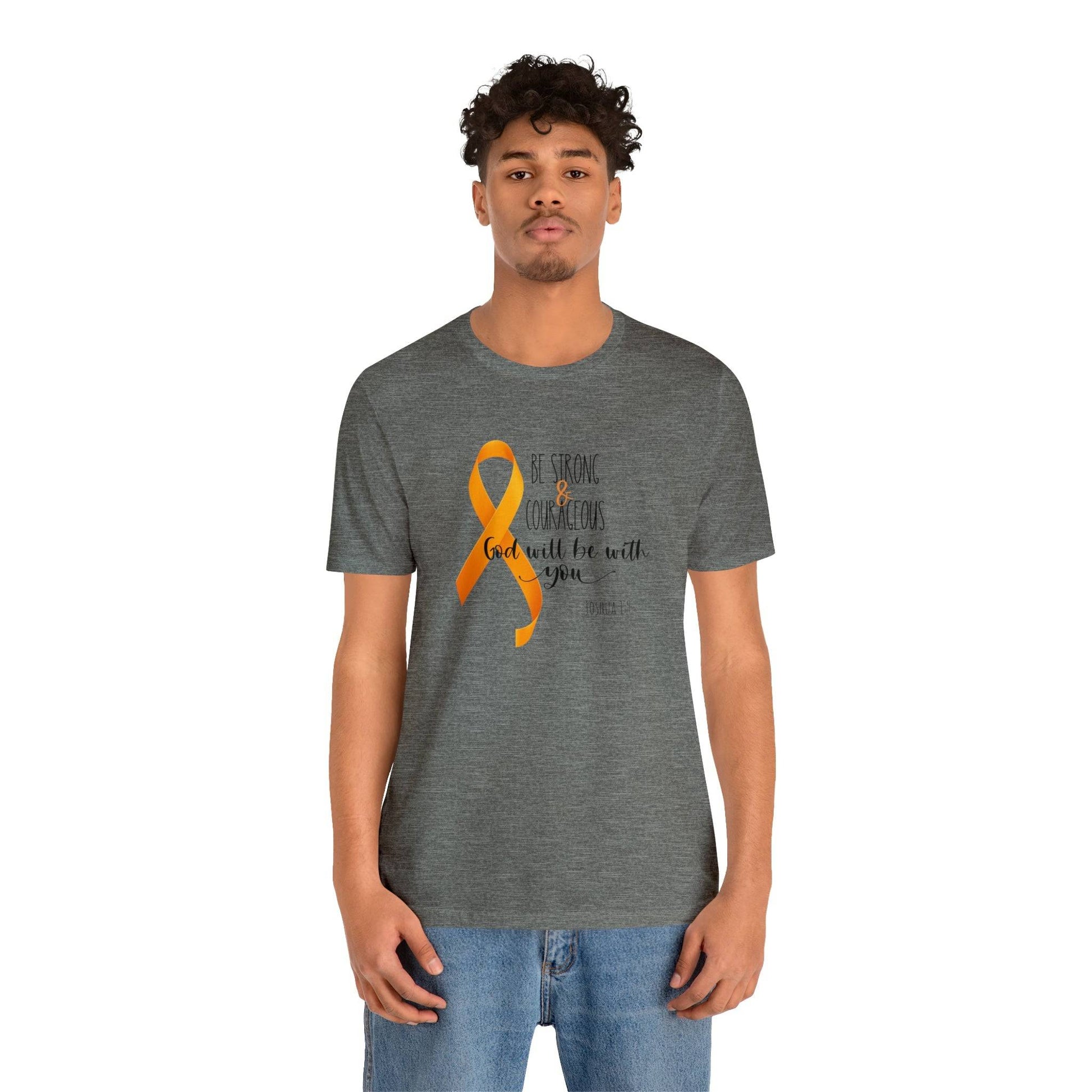 Joshua 1:9 Leukemia Support - unisex jersey short sleeve tee- T-Shirt Daffodil & Alder