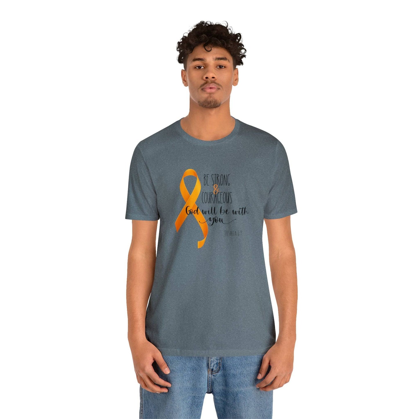 Joshua 1:9 Leukemia Support - unisex jersey short sleeve tee- T-Shirt Daffodil & Alder