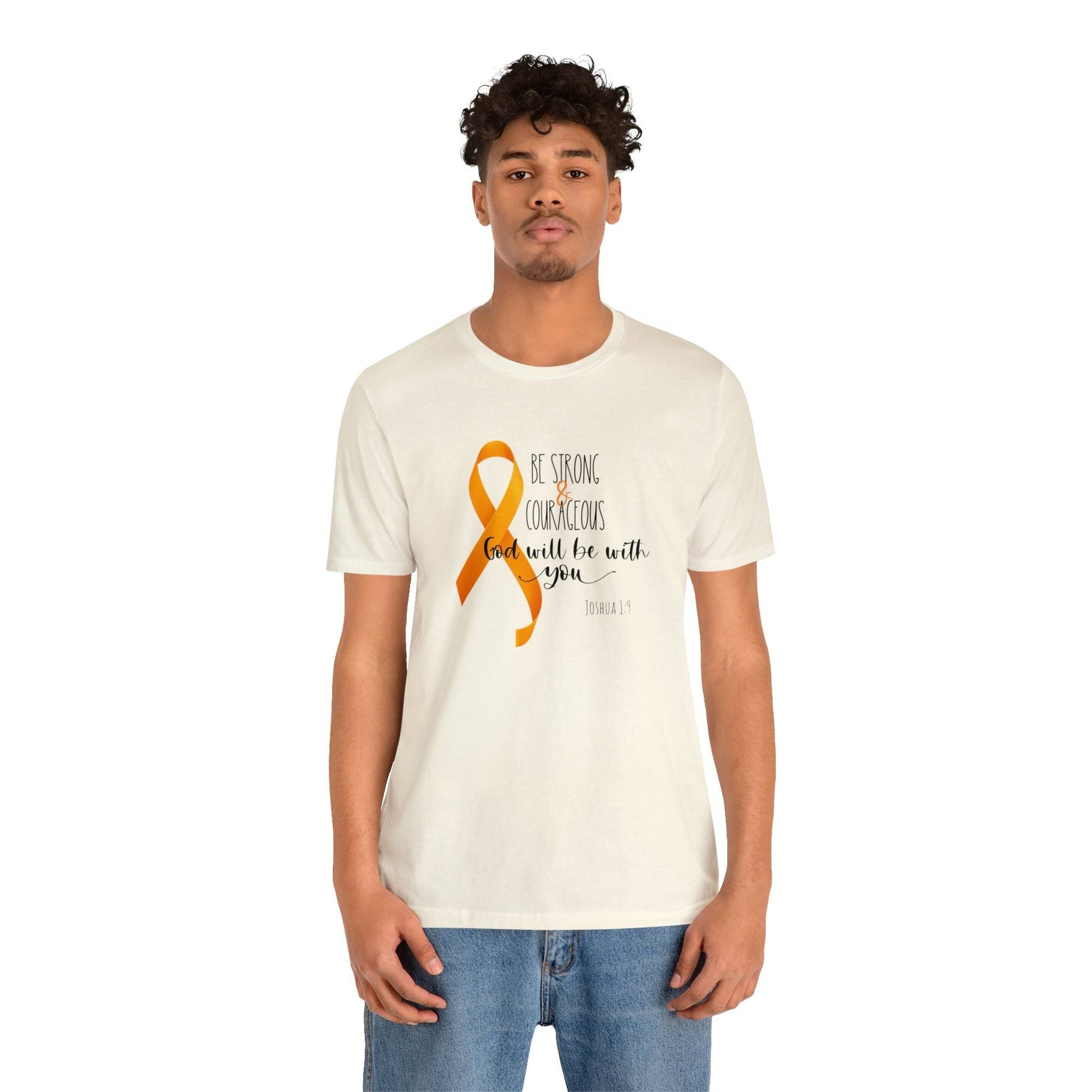 Joshua 1:9 Leukemia Support - unisex jersey short sleeve tee- T-Shirt Daffodil & Alder