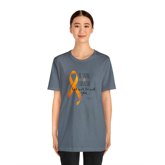 Joshua 1:9 Leukemia Support - unisex jersey short sleeve tee- T-Shirt Daffodil & Alder