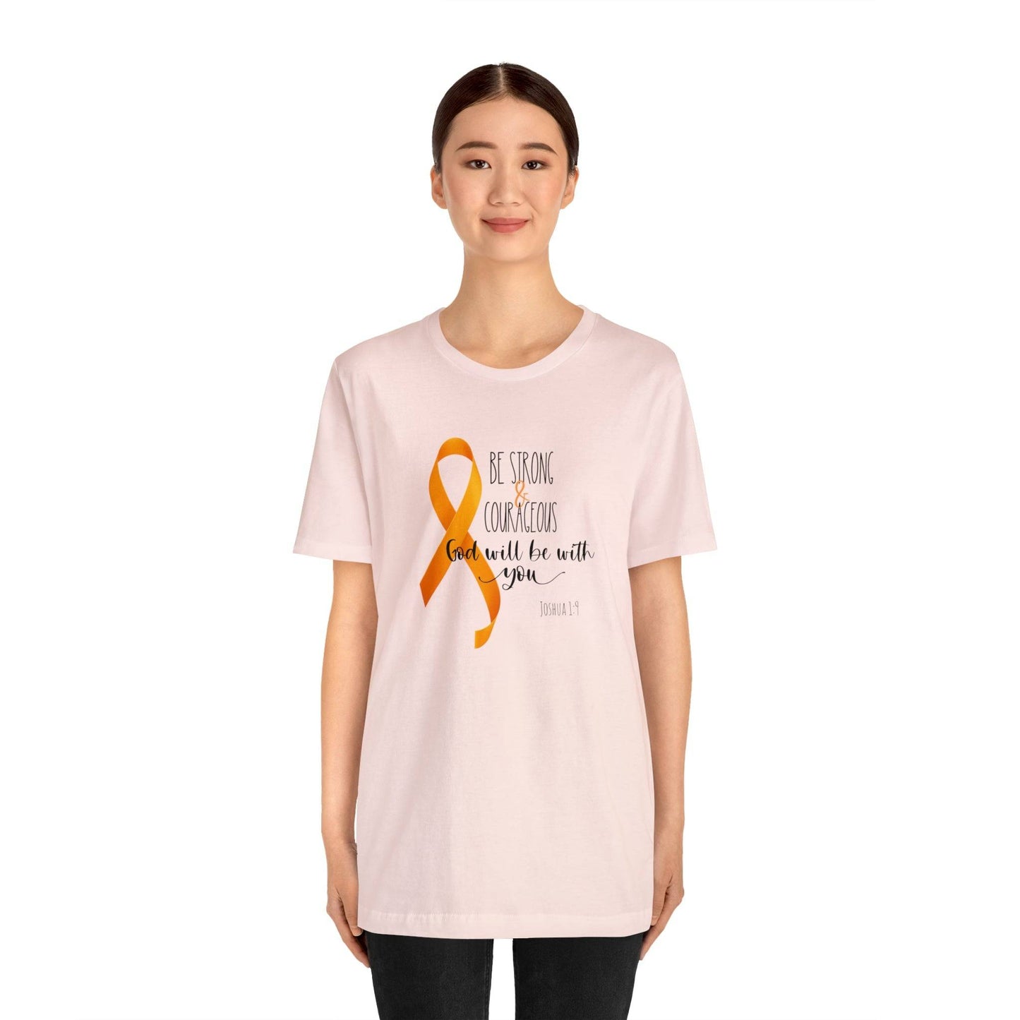 Joshua 1:9 Leukemia Support - unisex jersey short sleeve tee- T-Shirt Daffodil & Alder